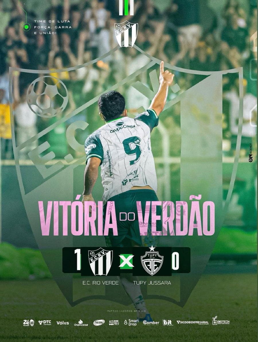 Esporte Clube Rio Verde conquista segunda vitória seguida e chega aos 6 pontos com gol de Iuri Tanque